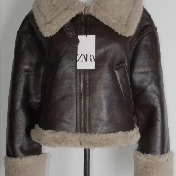 Zara double faced biker/ aviator jacket - Picture 9 of 13